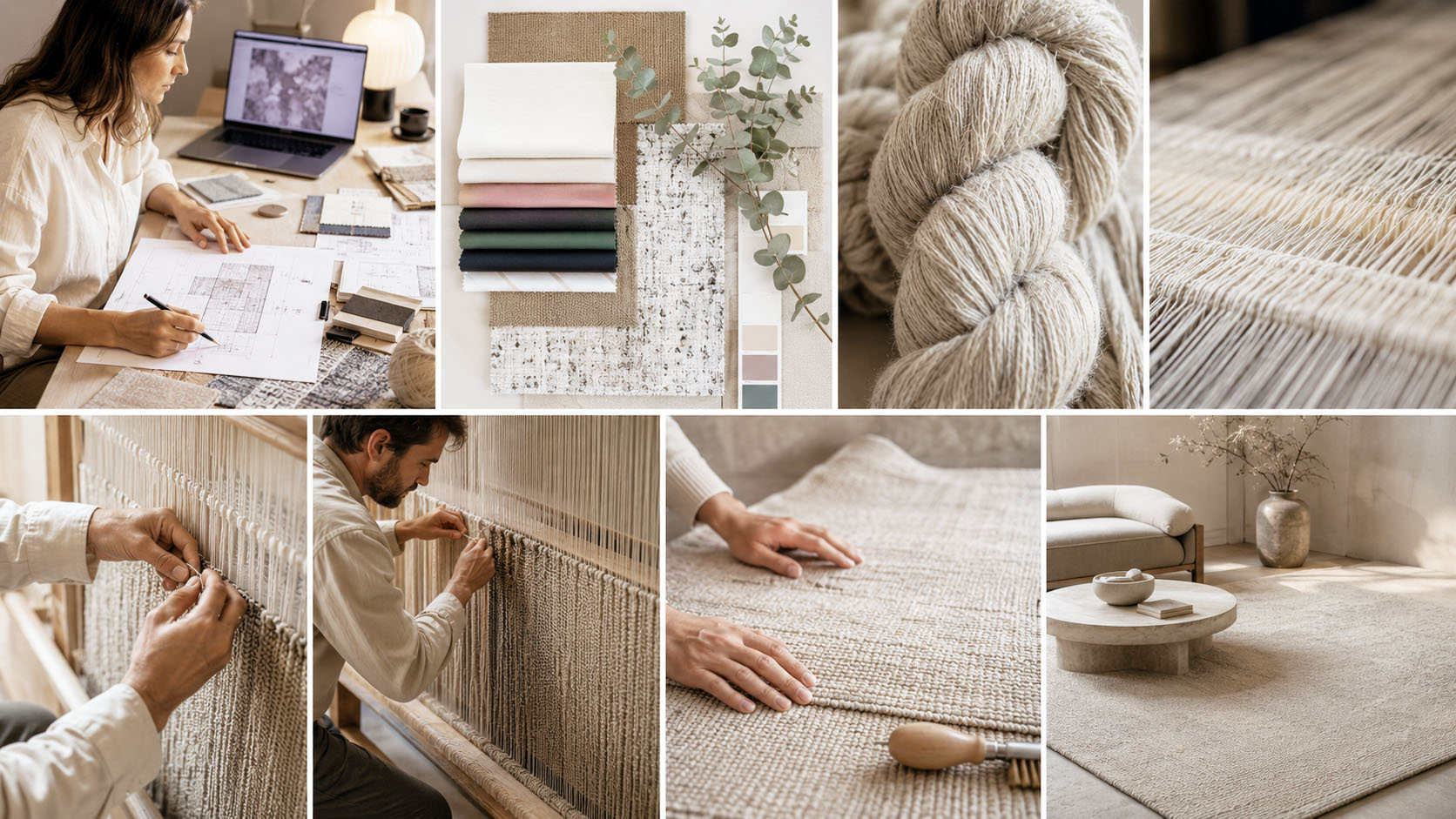 Nestaground bespoke rug creation — handmade organic wool rug designed and woven to your exact dimensions and colours