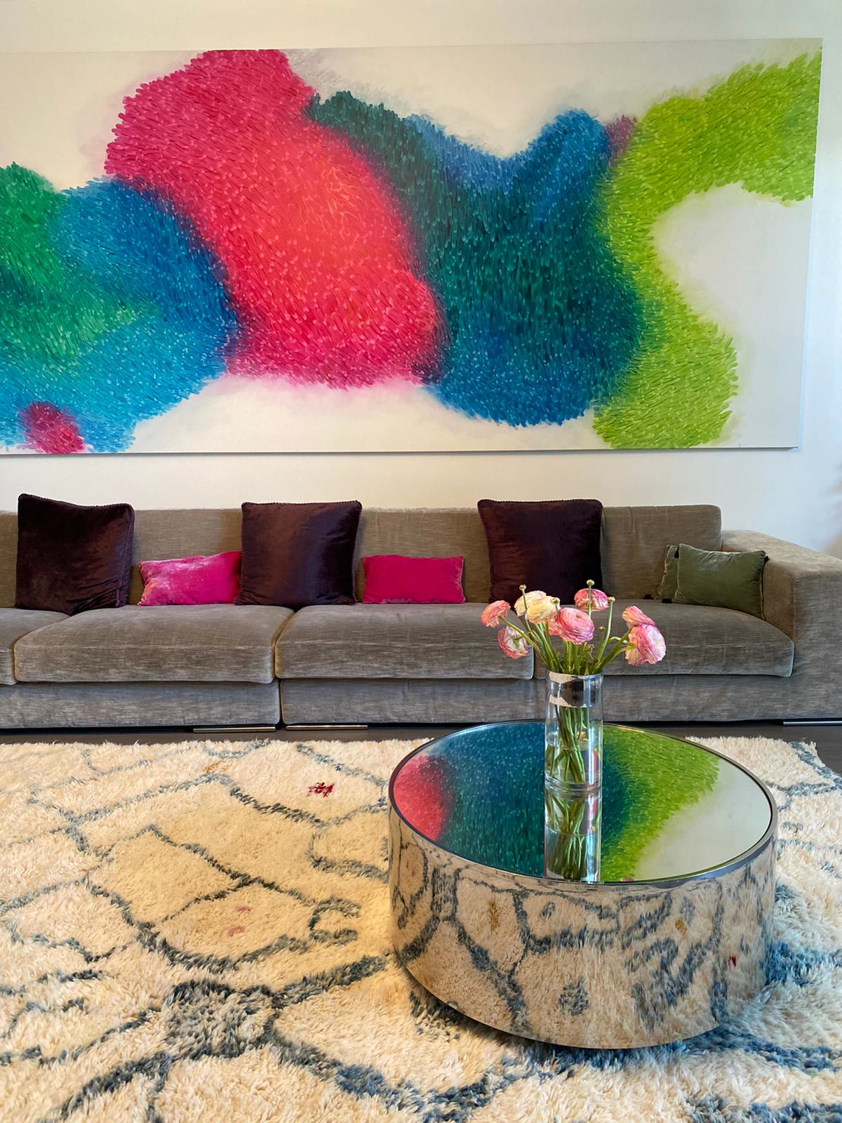 Nestaground rug in a vibrant colourful living room interior