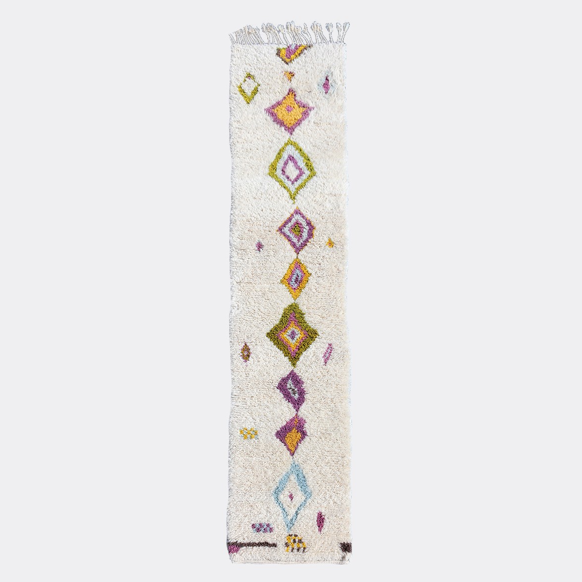 Path of Colours — hand-knotted natural wool rug, 350 × 76 cm, Nestaground