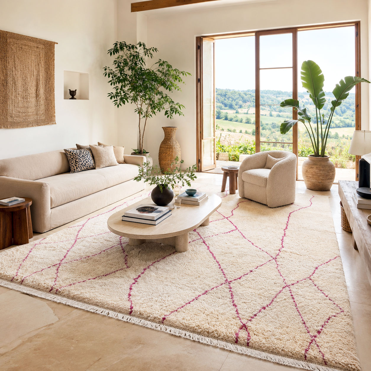Enchanted Coral — hand-knotted natural wool rug, 350 × 260 cm, Nestaground