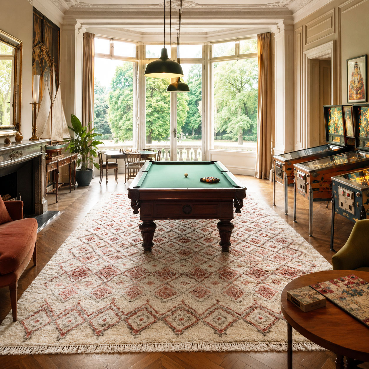 Red Star — hand-knotted natural wool rug, 370 × 260 cm, Nestaground
