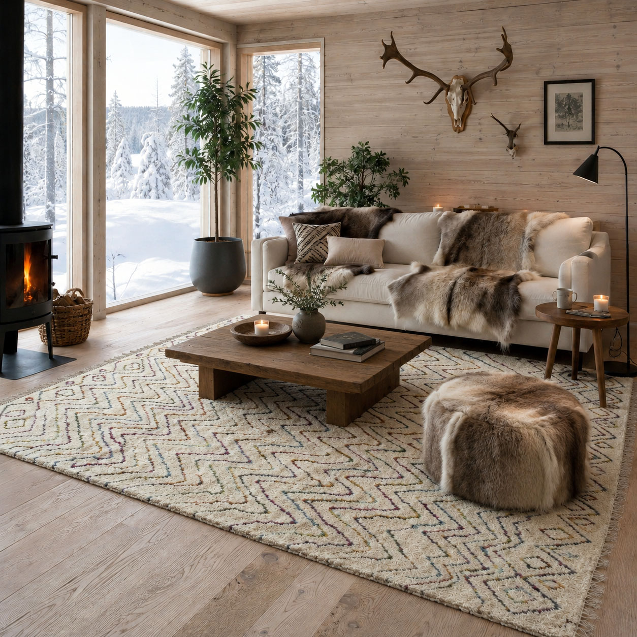 Coloured Sinusoidal — hand-knotted natural wool rug, 320 × 220 cm, Nestaground