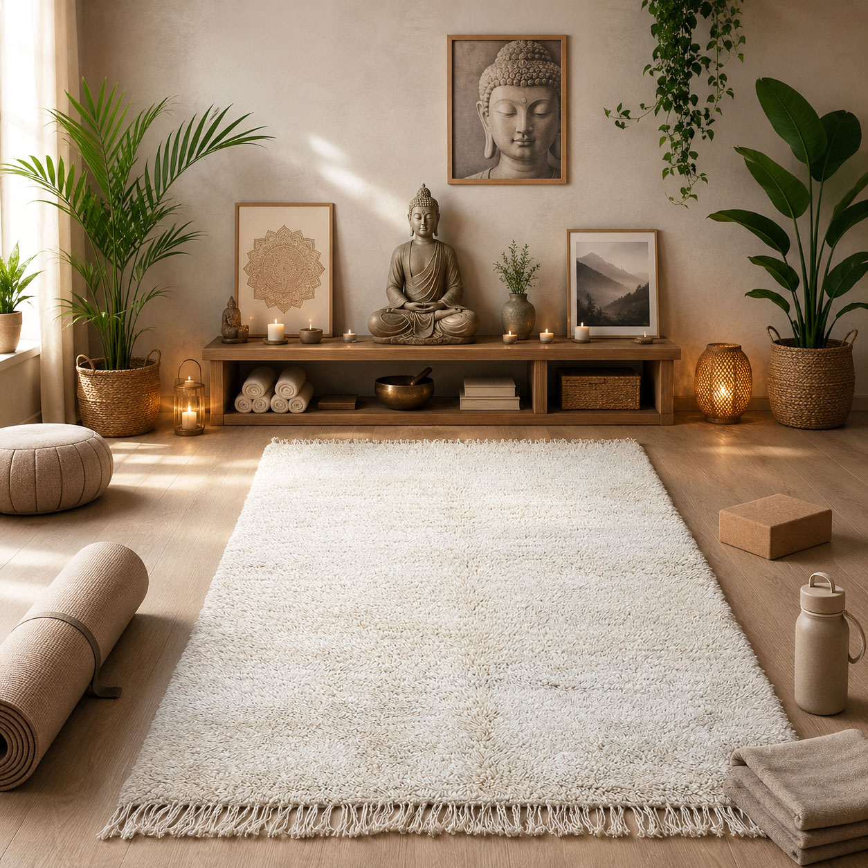 Morning Mantra — hand-knotted natural wool rug, 306 × 200 cm, Nestaground