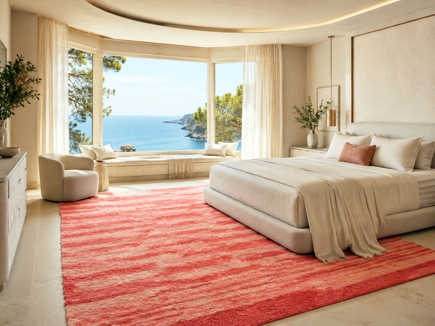 Mediterranean Coral — hand-knotted natural wool rug, 360 × 256 cm, Nestaground