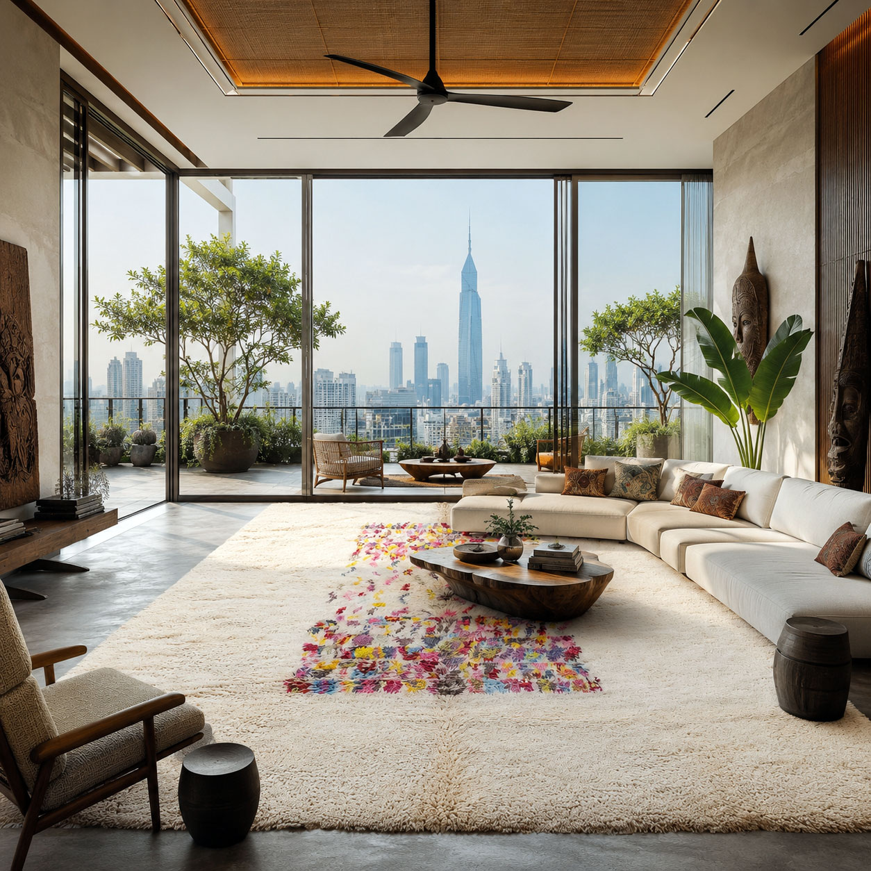 Unstructured Colour Centre — hand-knotted natural wool rug, 316 × 258 cm, Nestaground