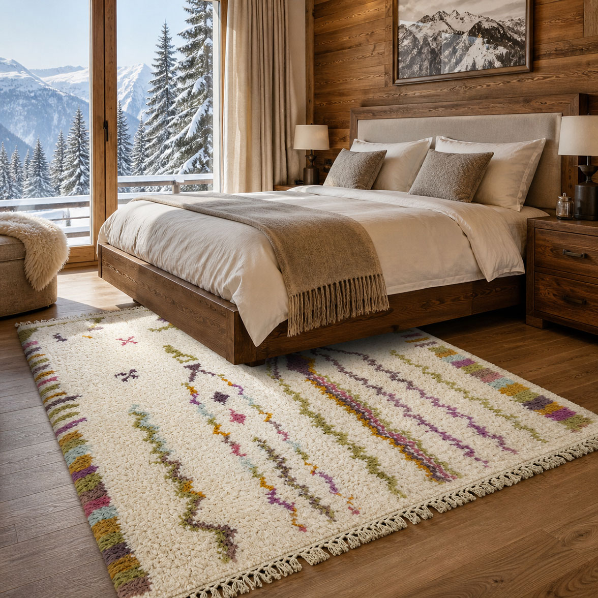 Writing of Light — hand-knotted natural wool rug, 187 × 170 cm, Nestaground