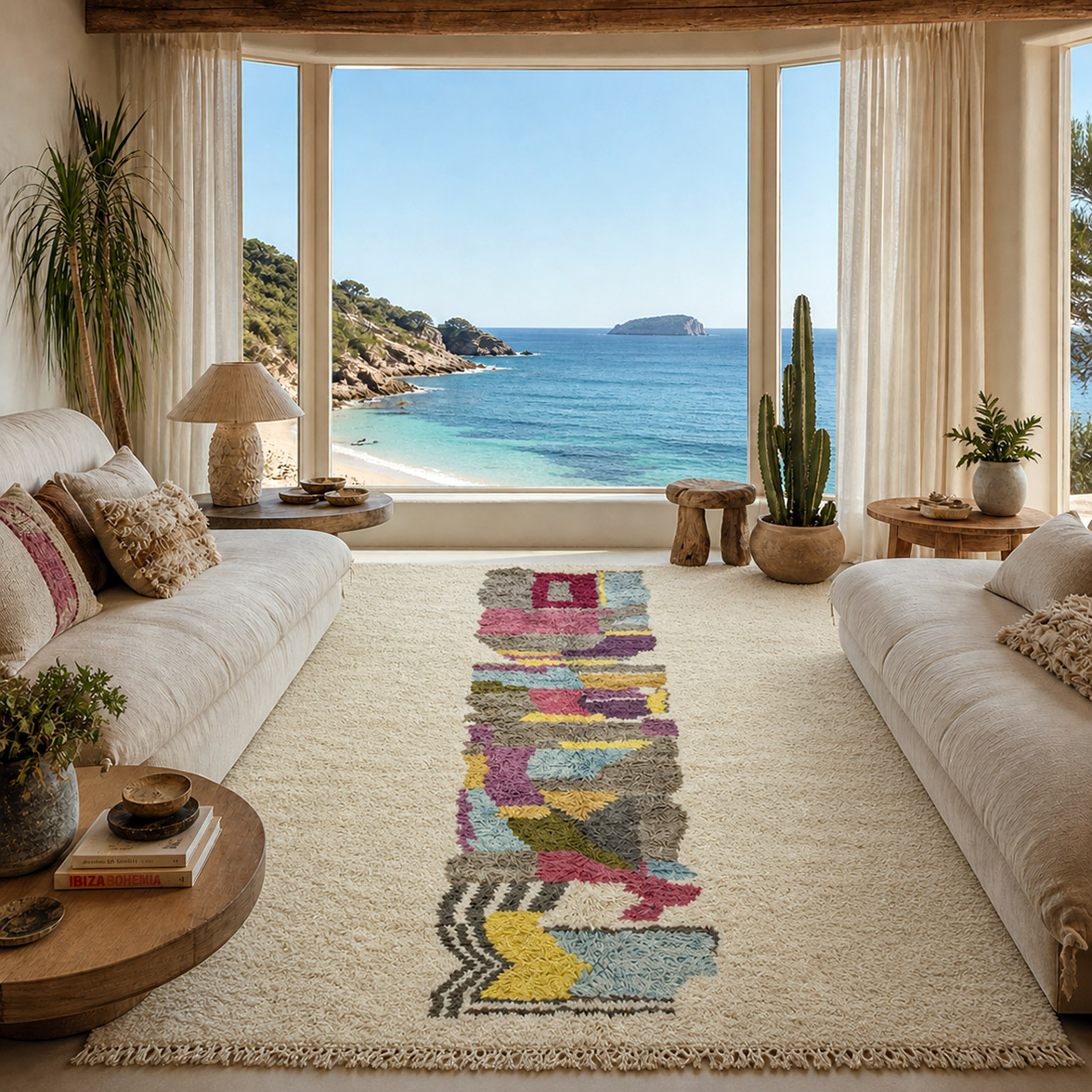 Vegetal Wool Totem — hand-knotted natural wool rug, 318 × 210 cm, Nestaground
