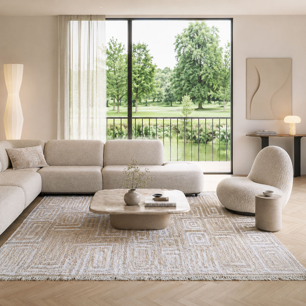 Shades of Grey — hand-knotted natural wool rug, 250 × 242 cm, Nestaground